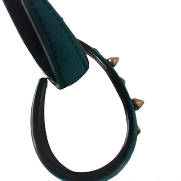 Faux Suede Turquoise Blue Stud spiked Hoop Earrings - Picture 4 of 12